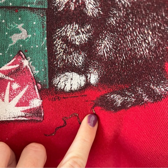 Vintage Cotton Grove Christmas Cat Women's Medium Turtleneck Sweatshirt. - Picture 4 of 9